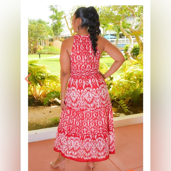 Mlle Gabrielle 3X Red
 and White Sleeveless Maxi Dress - Picture 2 of 13
